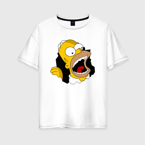 Женская футболка хлопок Oversize с принтом Симпсон Помогите!, вид спереди #2