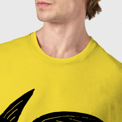Мужская футболка хлопок с принтом Черная ворона средневековый рисунок, фото #4