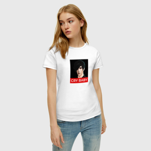 Женская футболка хлопок с принтом Виктор Cry Baby, фото на моделе #1
