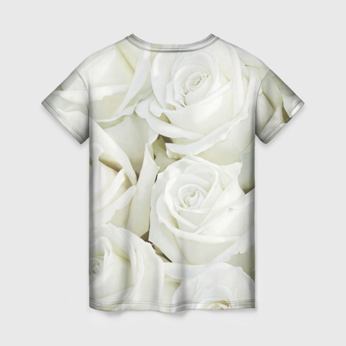 Женская футболка 3D с принтом Юрий Шатунов на фоне белых роз, вид сзади #1