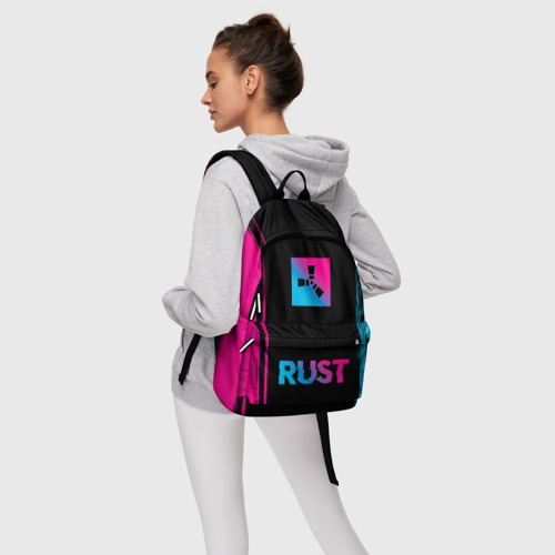 Рюкзак 3D с принтом Rust - neon gradient: символ сверху надпись снизу, фото #4
