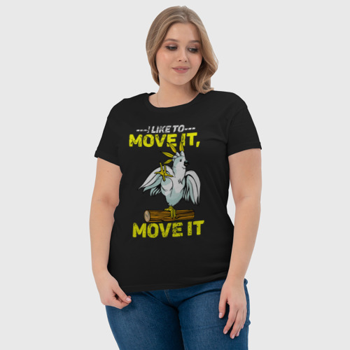 Женская футболка хлопок с принтом Я люблю двигать телом попугай, фото #4