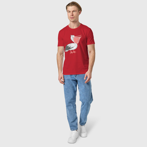 Мужская футболка хлопок с принтом Пеликан удивлён, вид сбоку #3
