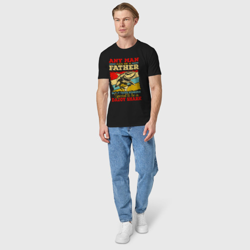 Мужская футболка хлопок с принтом Специально для папы акулы, вид сбоку #3