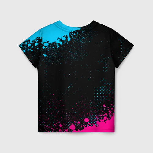 Детская 3D футболка с принтом Sevilla - neon gradient, вид сзади #1