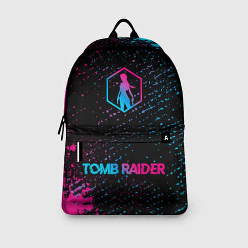 Рюкзак 3D с принтом Tomb Raider - neon gradient: символ, надпись, вид сбоку #3