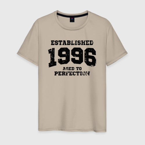 Мужская футболка хлопок с принтом Основана в 1996 году и доведена до совершенства, вид спереди #2