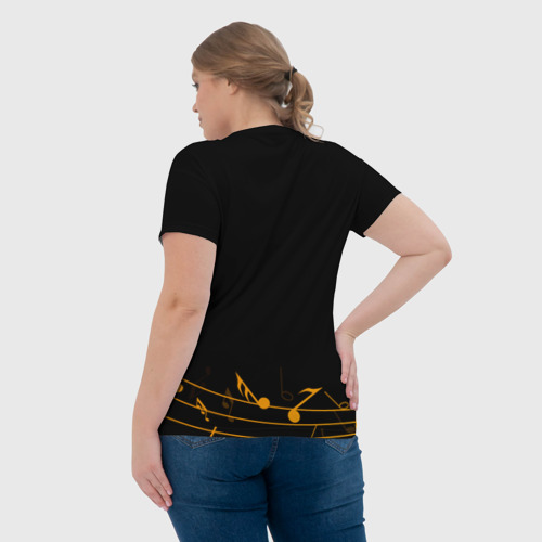 Женская футболка 3D с принтом Jazz - ноты, вид сзади #2