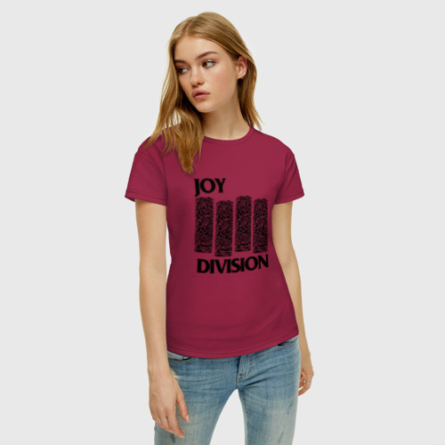 Женская футболка хлопок с принтом Joy Division - rock, фото на моделе #1