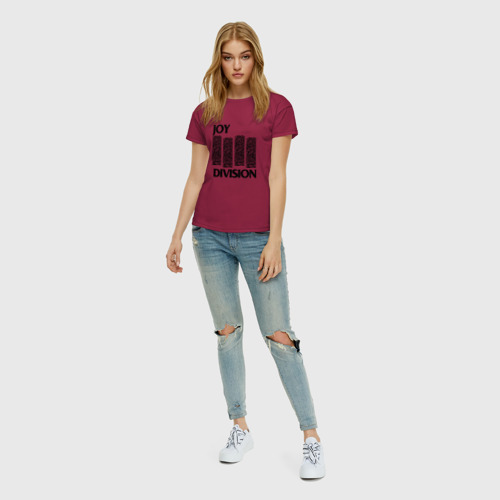 Женская футболка хлопок с принтом Joy Division - rock, вид сбоку #3