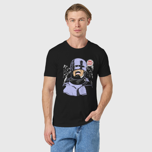 Мужская футболка хлопок с принтом Кричащий Робокоп, фото на моделе #1