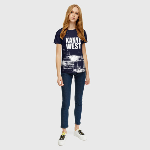 Женская 3D футболка с принтом Kanye west - краска, вид сбоку #3