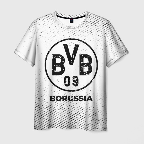 Мужская футболка 3D с принтом Borussia с потертостями на светлом фоне, вид спереди #2