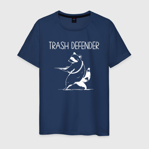 Мужская футболка с принтом Енот защитник мусора, вид спереди #2