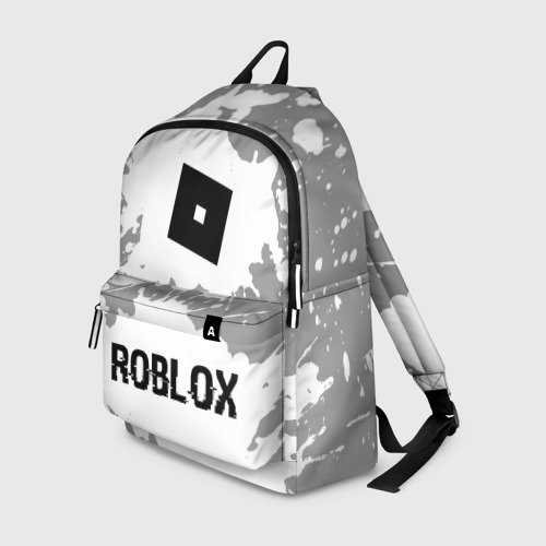 Рюкзак 3D с принтом Roblox glitch на светлом фоне: символ, надпись, вид спереди #2