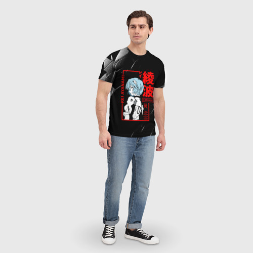 Мужская футболка 3D с принтом Рей Аянами - Евангелион - Eva 00, вид сбоку #3
