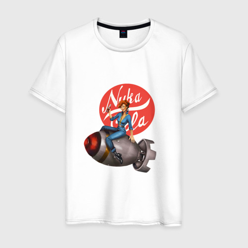 Мужская футболка хлопок с принтом Nuka - cola bomb, вид спереди #2