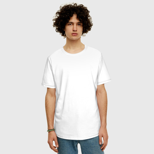 Мужская футболка хлопок Oversize с принтом Белая 6, фото на моделе #1