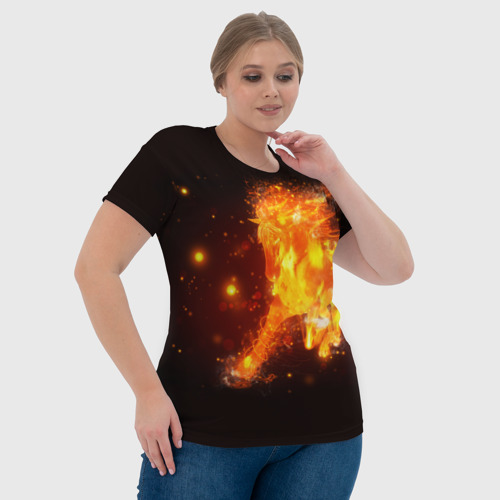 Женская футболка 3D с принтом Огненная лошадь мчит галопом, фото #4