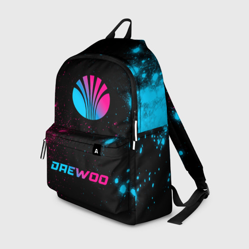 Рюкзак 3D с принтом Daewoo - neon gradient: символ, надпись, вид спереди #2