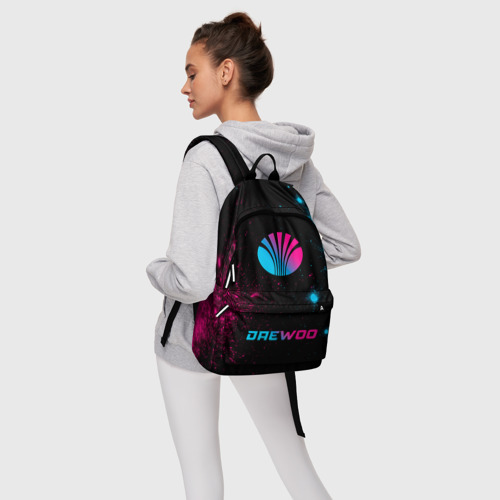 Рюкзак 3D с принтом Daewoo - neon gradient: символ, надпись, фото #4