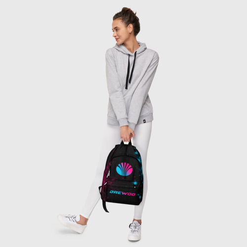 Рюкзак 3D с принтом Daewoo - neon gradient: символ, надпись, фото #6