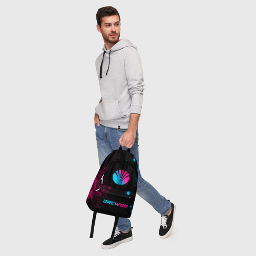Рюкзак 3D с принтом Daewoo - neon gradient: символ, надпись, фото #5