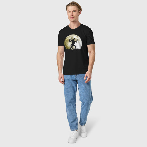 Мужская футболка хлопок с принтом Оборотень в Полнолуние, вид сбоку #3
