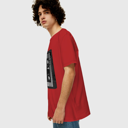 Мужская футболка хлопок Oversize с принтом Аудио кассета, вид сбоку #3