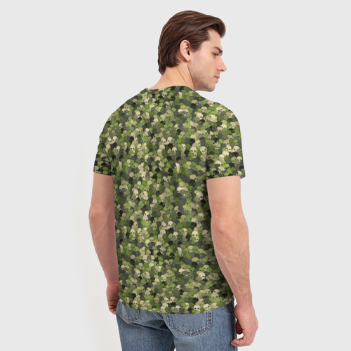 Мужская футболка 3D с принтом Милитари череп мини, вид сзади #2