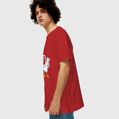 Мужская футболка хлопок Oversize с принтом Королевский петушок, вид сбоку #3