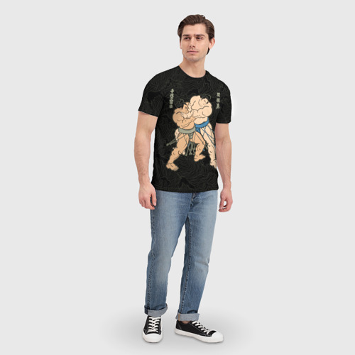 Мужская футболка 3D с принтом Сумо, вид сбоку #3