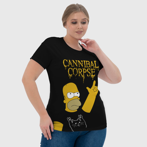 Женская футболка 3D с принтом Cannibal Corpse Симпсоны Гомер рокер, фото #4