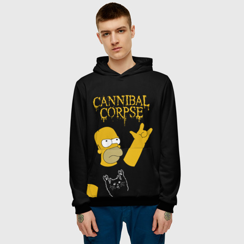 Мужская толстовка 3D с принтом Cannibal Corpse Симпсоны Гомер рокер, фото на моделе #1
