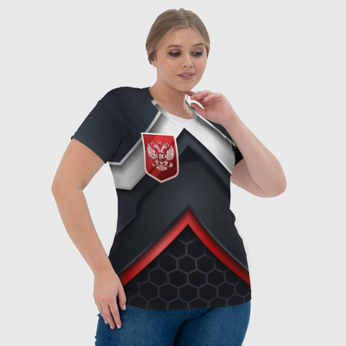 Женская футболка 3D с принтом Герб России на объемном фоне, фото #4