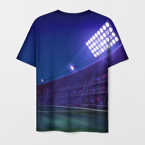 Мужская 3D футболка с принтом Sevilla ночное поле, вид сзади #1