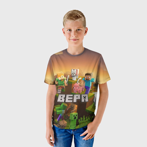 Детская 3D футболка с принтом Вера Minecraft, фото на моделе #1