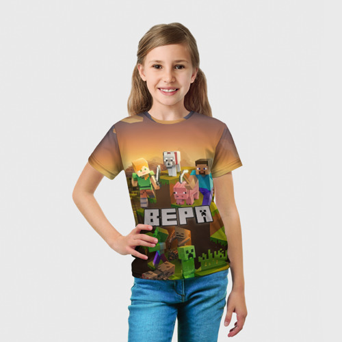 Детская 3D футболка с принтом Вера Minecraft, вид сбоку #3