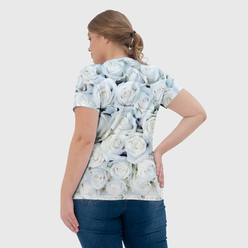 Женская футболка 3D с принтом Шатунов на фоне роз, вид сзади #2