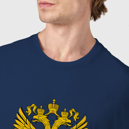 Мужская футболка хлопок с принтом Патриотичный медведь на фоне герба, фото #4