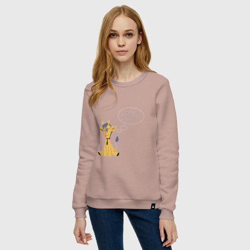 Женский свитшот хлопок с принтом Будни дизайнера - жирафик, фото на моделе #1
