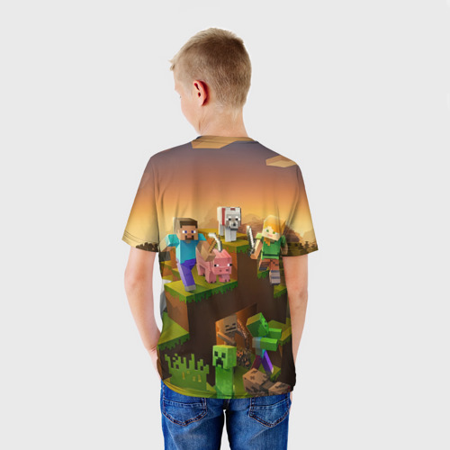 Детская футболка 3D с принтом Денис Майнкрафт, вид сзади #2