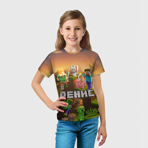 Детская футболка 3D с принтом Денис Майнкрафт, вид сбоку #3