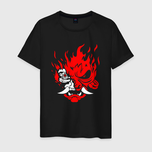 Мужская футболка хлопок с принтом Demon Oni - Cyberpunk 2077, вид спереди #2