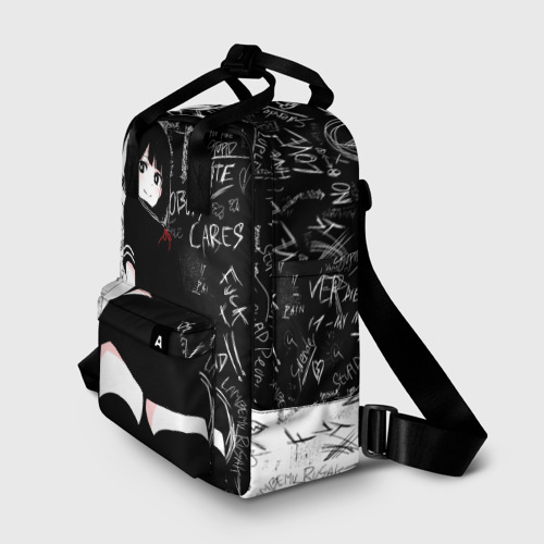 Женский рюкзак 3D с принтом Девочка аниме - dead inside, фото на моделе #1