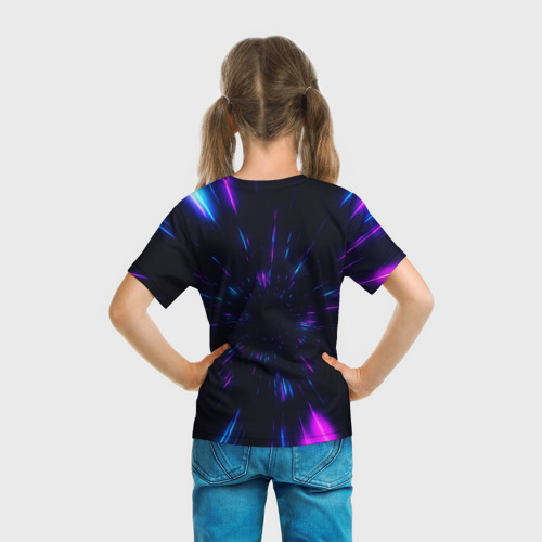 Детская футболка 3D с принтом Sonic running, вид сзади #2