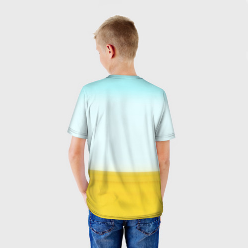 Детская 3D футболка с принтом Остров сокровищ - персонажи, вид сзади #2