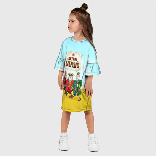 Детское платье 3D с принтом Остров сокровищ - персонажи, фото на моделе #1