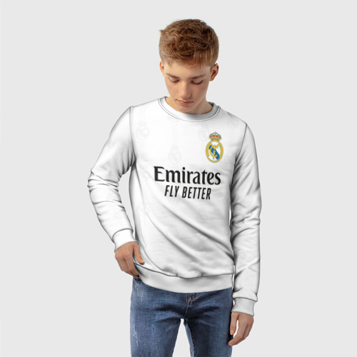 Детский свитшот 3D с принтом Винисиус Реал Мадрид форма 2022/2023, фото на моделе #1