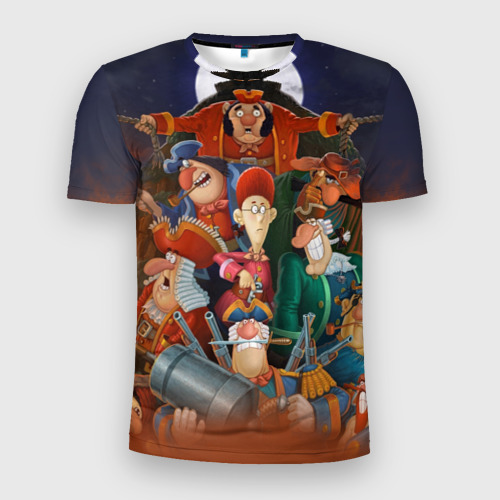 Мужская футболка 3D Slim с принтом Остров сокровищ-персонажи, вид спереди #2